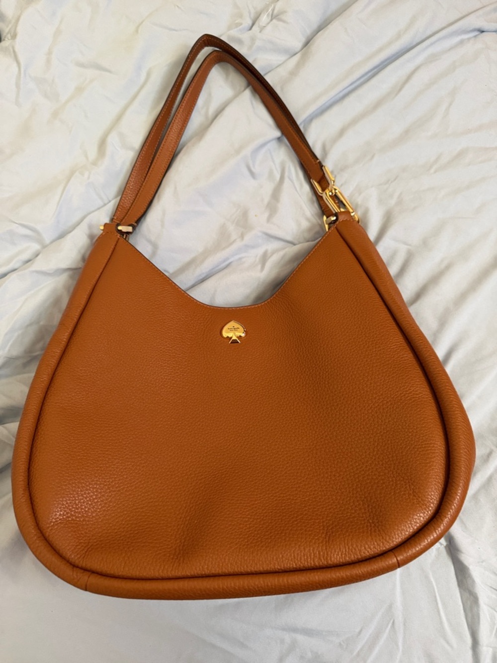 kate spade Pebbled Leather Hobo Bag in Cognac Brown